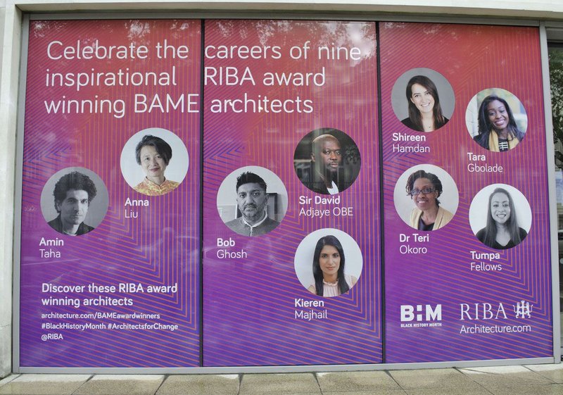 While the RIBA is still working on encouraging diversity, as with this promotion at its central London office during Black History Month, the figures show there is still a long way to go.