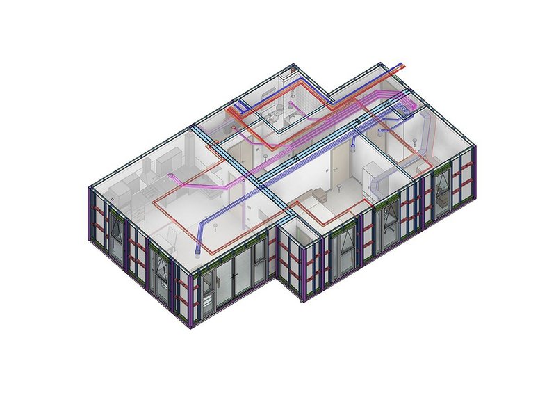 The quantification model for a typical flat in an off-site modular social housing project.
