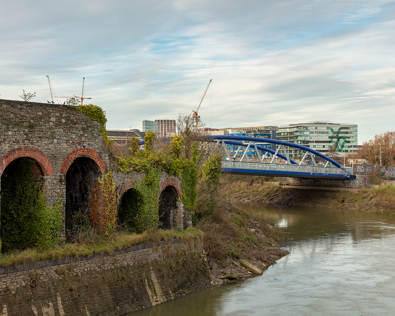 Bridge over the tidal Avon, awaiting development on Temple Island.