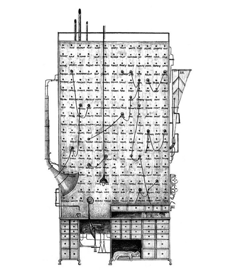 The analogue requests we make from technology, drawn as a telephone switchboard.