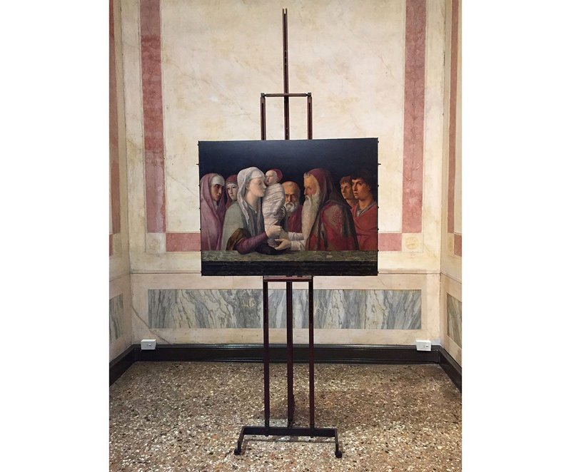 Installation designed by Carlo Scarpa 1961-3 of Giovanni Bellini’s Presentation at the Temple (1460). Collection Palazzo Querini Stampalia, Venice. Photograph by Dinah Casson