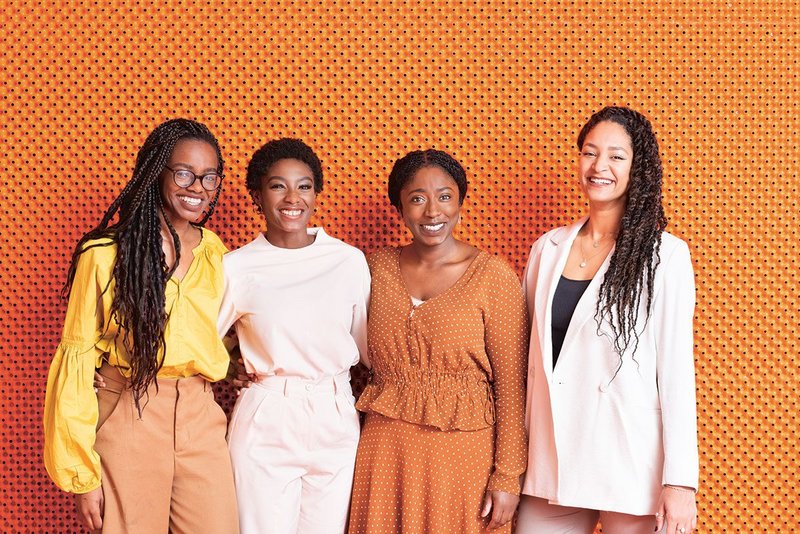 Black Females in Architecture co-founders, from left:  Alisha Morenike Fisher, Selasi Setufe, Akua Danso and Neba Sere, shot at Second Home.