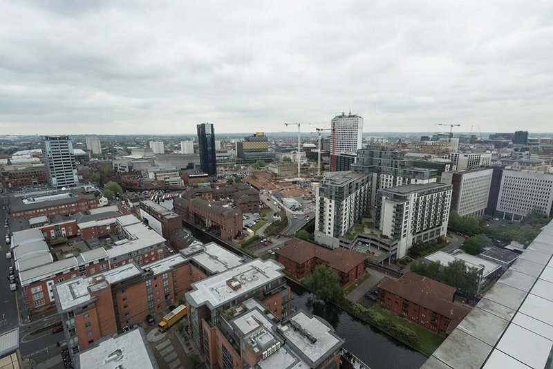 View towards Mecanoo’s Birmingham City Library, showing the construction site of future HSBC national headquarters in the middle ground.