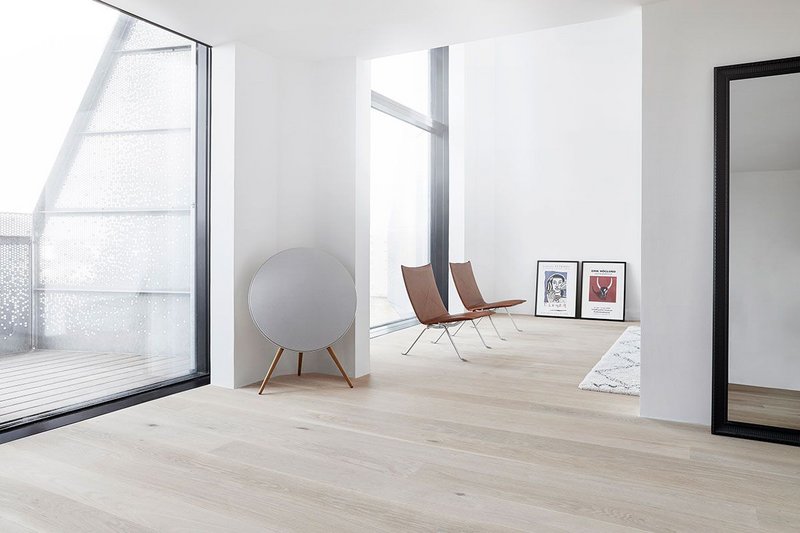 Rustic White Oak Boulevard solid hardwood flooring at The Silo residential development in Copenhagen. Architects COBE and NRE Denmark.