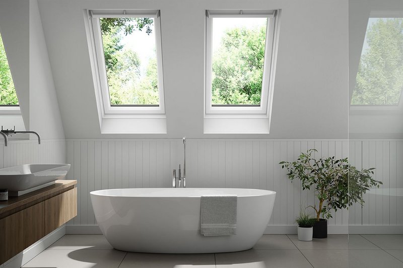 PVC Polar roof windows from Keylite installed in a bathroom