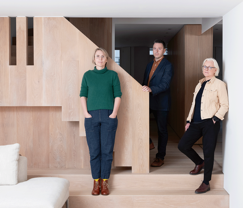 From left to right, Kate Quinlan, Alastair Bowden and Fiona McLean in their Chelsea Townhouse project, completed in December 2019.
