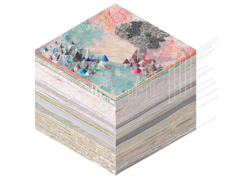 7017: 5,000-year geologic axonometric projection (12,000’ H x 12,000’ W x 9,500’ D)