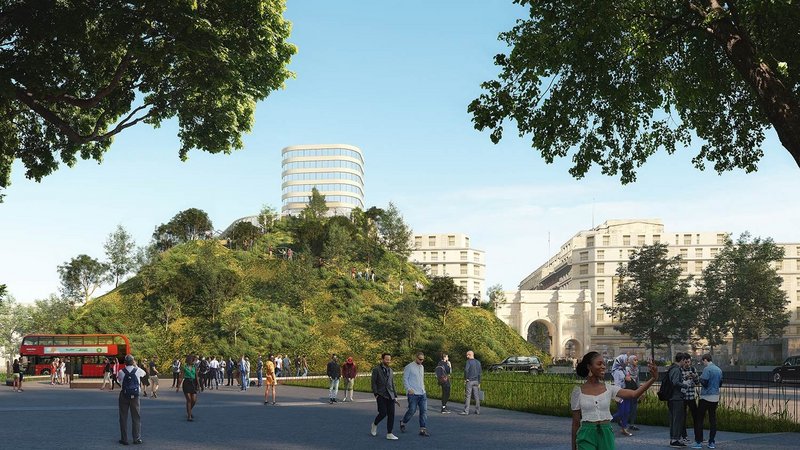 Luscious and green in the renders - MVRDV's Marble Arch Mound.