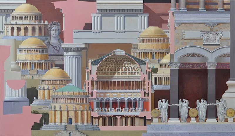 Laubin depicts von Klenze – Befreiungshalle, 110x190cm, oil on canvas  (capriccio inspired by Leo von Klenze).