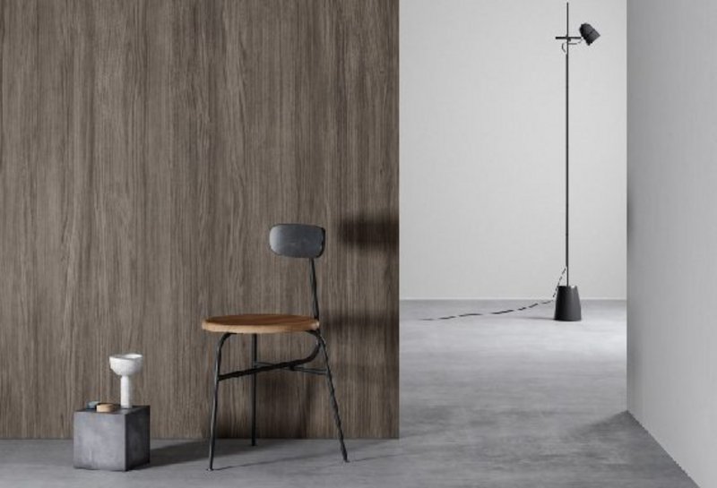 Natural-looking materials on a self-adhesive roll: DI-NOC finishes adhere to smooth and rough surfaces and can be used to cover interior and exterior walls, furniture, countertops and fittings. DI-NOC FW-1983 behind the chair and PS-1989MT on the wall.