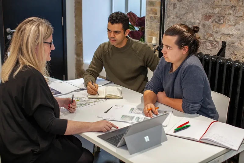 Learning and working in Pollard Thomas Edwards’ London office: Marion MacCormick with Ivan Ignatov and Nelton Barbosa.