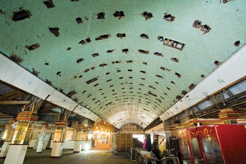 The roller disco’s metal barrel vault ceiling is being stabilised but left in its original state – all in the name of authenticity.