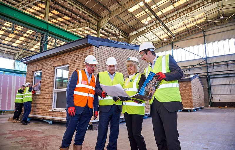 Home Group, Homes England and ENGIE at ilke Homes modular factory in Knaresborough.