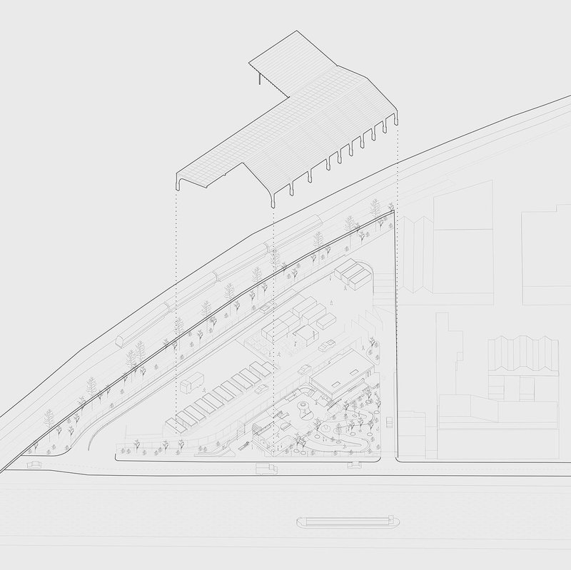 A client decision to reorient container offloading decks at a 900 angle changed the rhythm and span of reused arches.