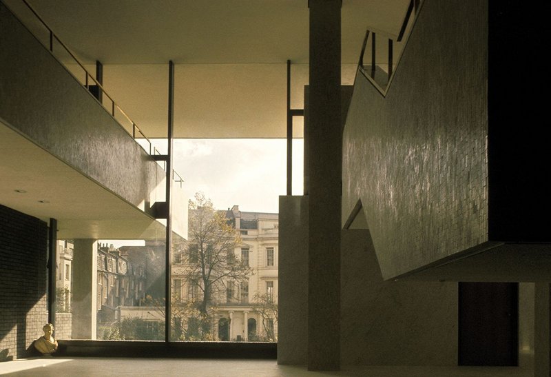 Denys Lasdun’s Royal College of Physicians (1960) framing Nash’s Regent’s Park terraces beyond