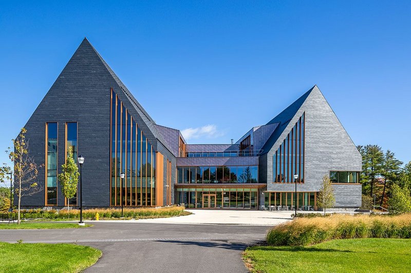 Cupaclad 101 Random slate cladding at Southern New Hampshire University, Manchester, USA.