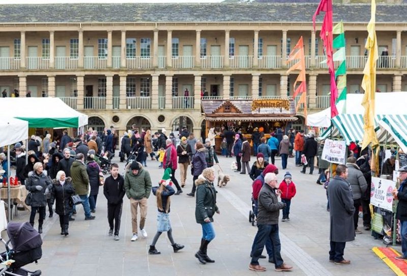 The Piece Hall and Calderdale Central Library.