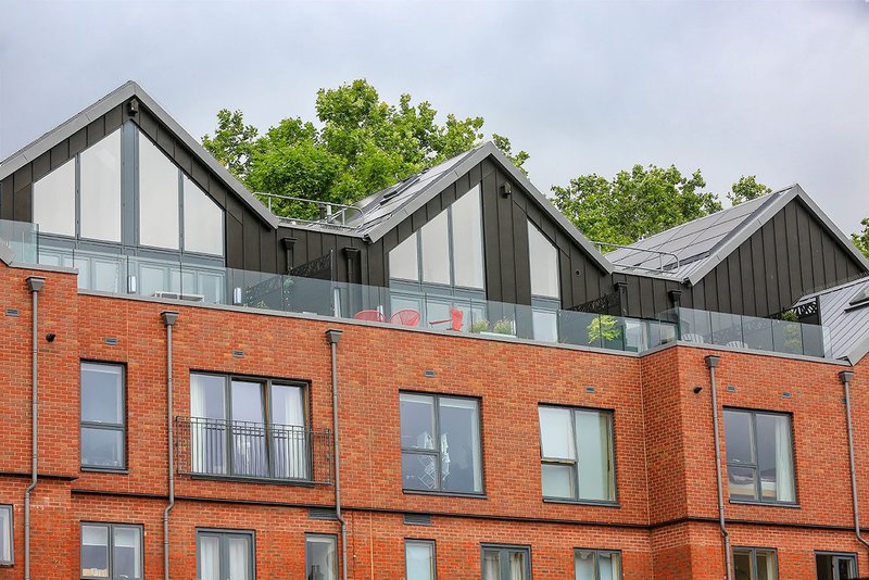 Quartz-Zinc and Anthra-Zinc roofs at Red Cross Village, Arturus Architects' development of private rental apartments in Bristol.