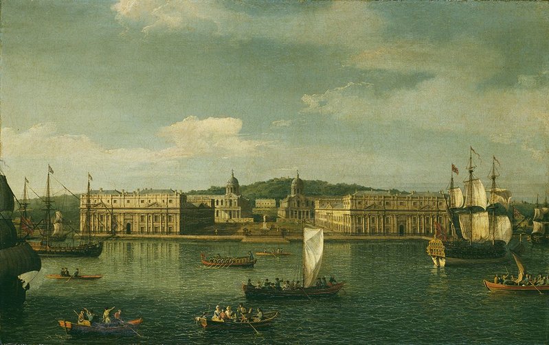 The foundations of a city: A View of Greenwich from the River, in which the craft have changed more than the built form.