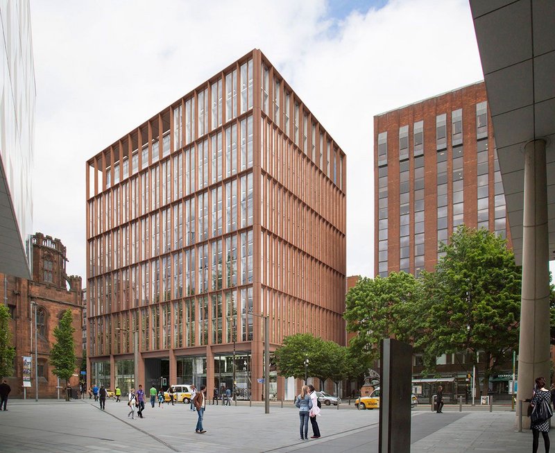 Howells still sees his practice as small and crafted. Here at 125 Deansgate, in central Manchester, the terracotta cladding demonstrates some of the practice thinking around lean design.