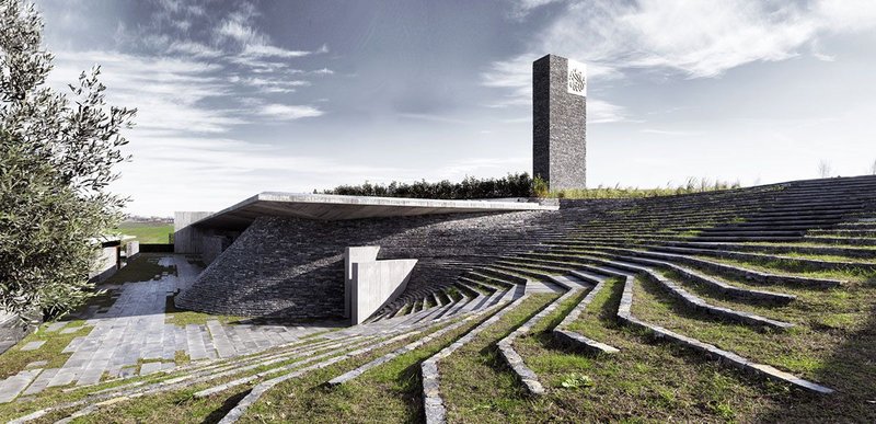 Cascading steps leading to the mosque by Emre Arolat.