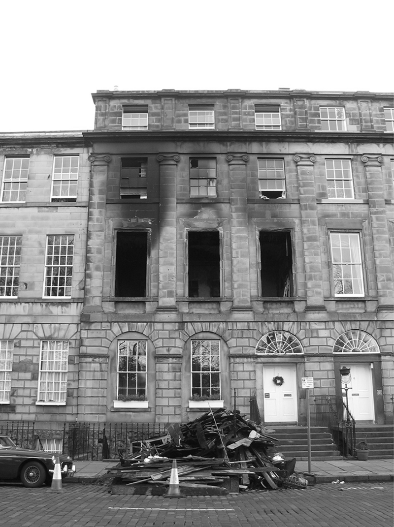 Building part-gutted after a severe fire.