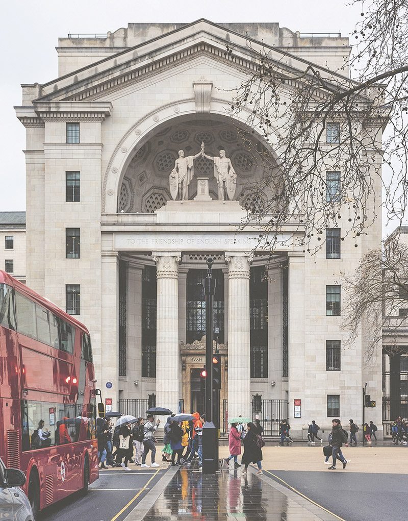 Bush House (1925) on Aldwych, designed by Harvey Wiley Corbett and used by the BBC from 1940 until 2012.