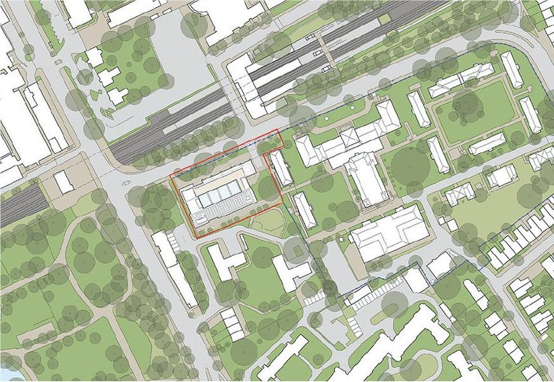 Site plan. The new HQ is conceived as referencing and balancing the campus’s heritage buildings.