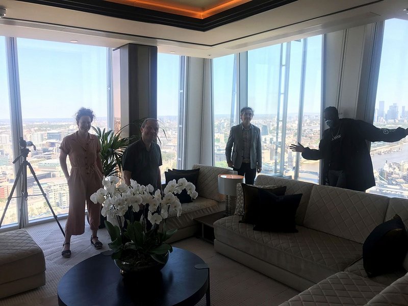 Some of the Time to Reflect judges in their judging suite with a view. From left: RIBA Marketing manager Charmian Beedie, William Matthews, Jan-Carlos Kucharek and LionHeart.