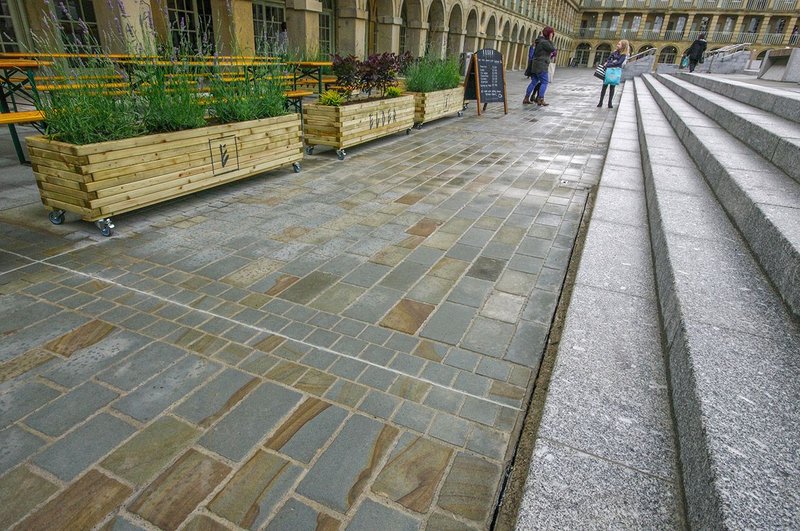 The redesigned Piece Hall includes three levels of shops, independent start-ups, restaurants and businesses