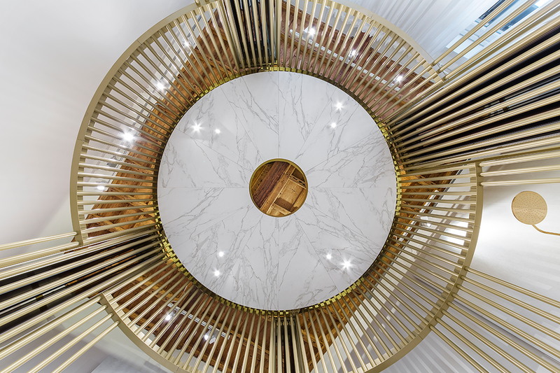 The nerve centre of Neolith Urban Boutique Milan: 'The circular space is dominated by a central rotunda, inviting guests to contemplate an ancient pantheon.'