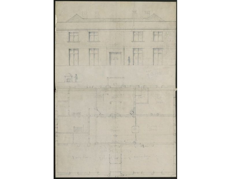 Elevation and plan of Robin Hill – Galsworthy seems to have drawn it in order to write about it.