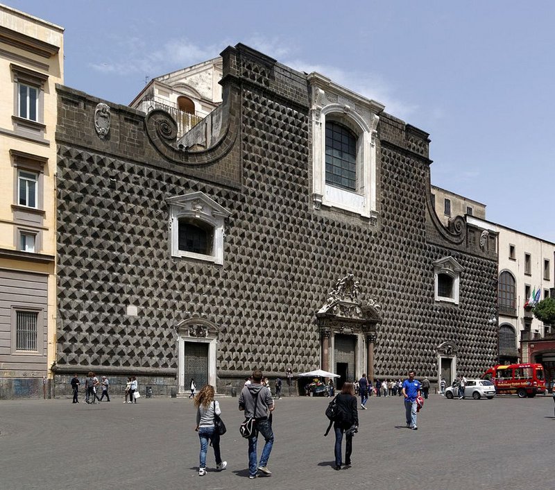 Gesu Nuovo, Naples, Giuseppe Valeriano. Facade by Novello da San Lucano originally for the front of the Palazzo Sanseverino.