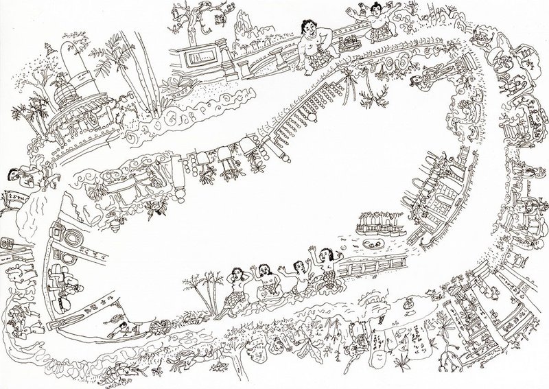 Haw Par Villa  Walking Map.  Ink on paper, 297 × 420mm.
