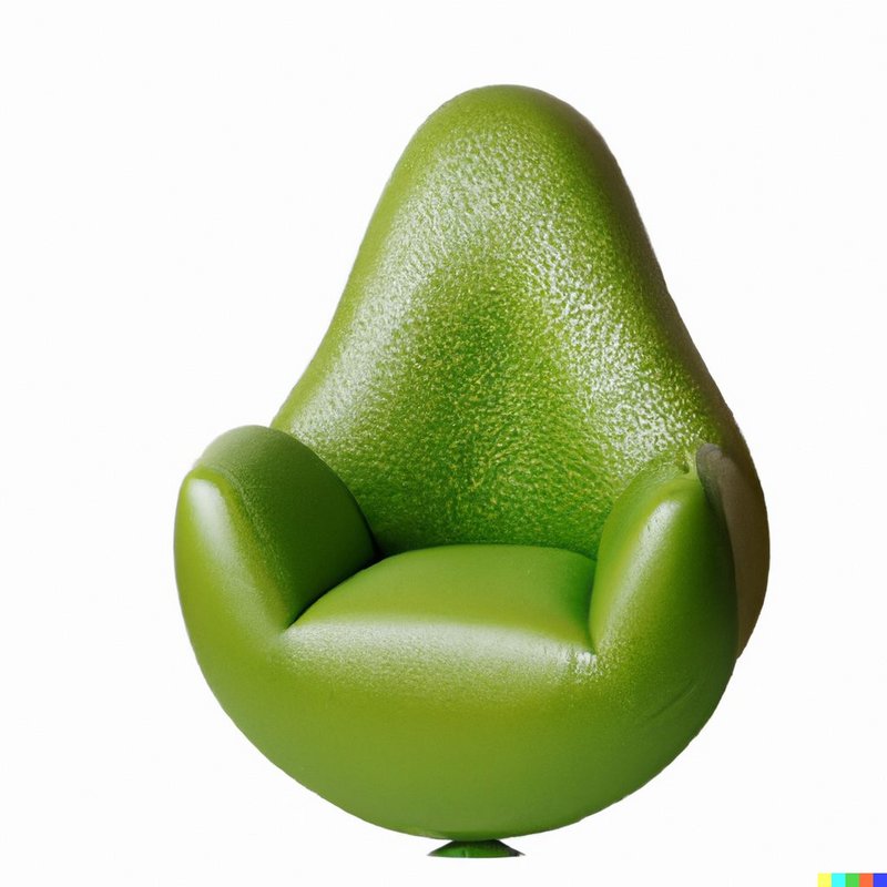 AI needs to move from aping the image to bringing real benefit to the making of good architecture. Here OpenAI’s DALL-E system generated images from the text ‘an armchair in the shape of an avocado’. See openai.com/blog/dall-e DALL·E: Creating Images from Text