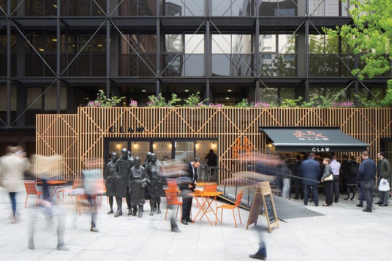 Pop-up culinary units, such as this one at London’s Broadgate, are popular with local workers in commercial zones.