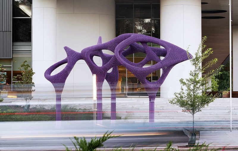 The sculpture in position outside Durham’s public library in North Carolina.