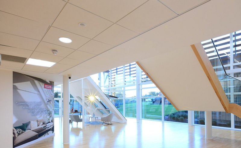 Zentia Ultima+ ceiling system at the Sinclair Watt-designed extension to the Velux UK and Ireland headquarters in Fife.
