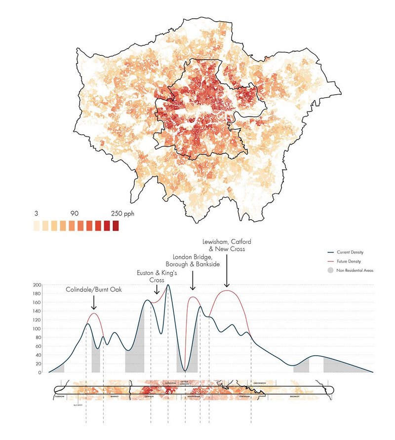 Density by residential land area (excluding non-residential land)