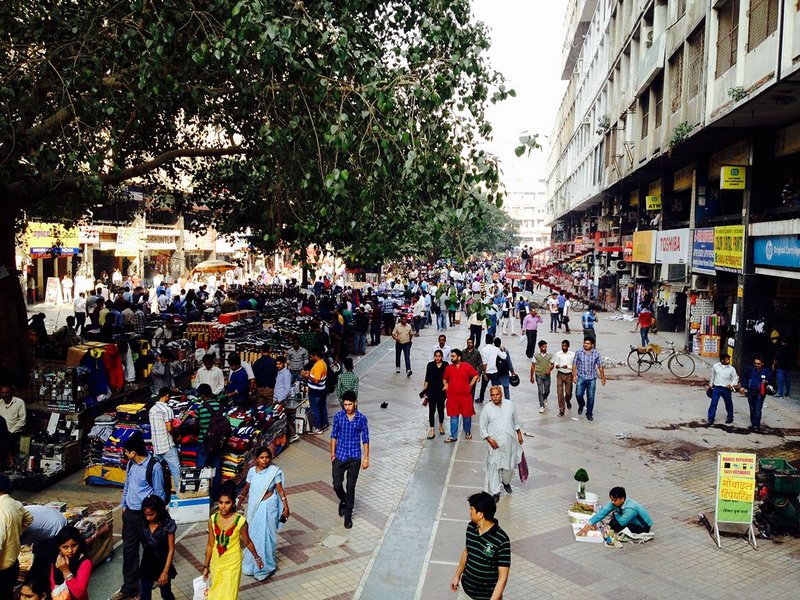 An open space today. Nehru Place in Delhi is used by pavement dwellers, hawkers of stolen electronics and sari sellers, its sides lined by start up firms