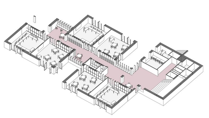 Axonometric of Feilden Fowles ’ The Hoyland at Pinewood School.