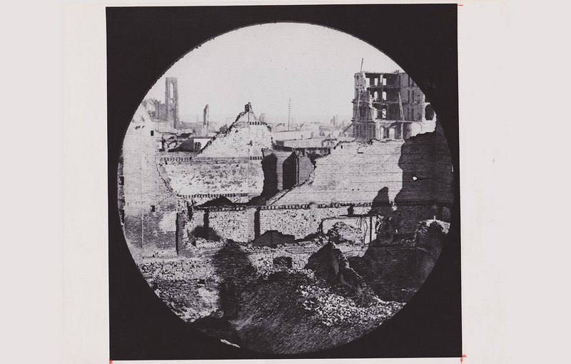 What was left of the Court House at Dearborn and Randolph, 1871.