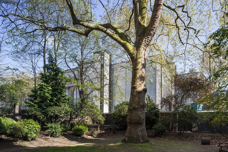 View of WCEC from Malet Street Gardens.