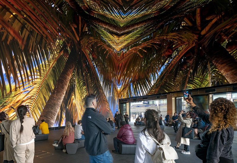 The immersive Outernet gallery in use. Orms worked with Brilliant Stages to create both static and kinetic screens. Photo: Tim Soar