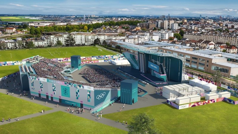 Le Bourget climbing wall at the Paris Olympics.