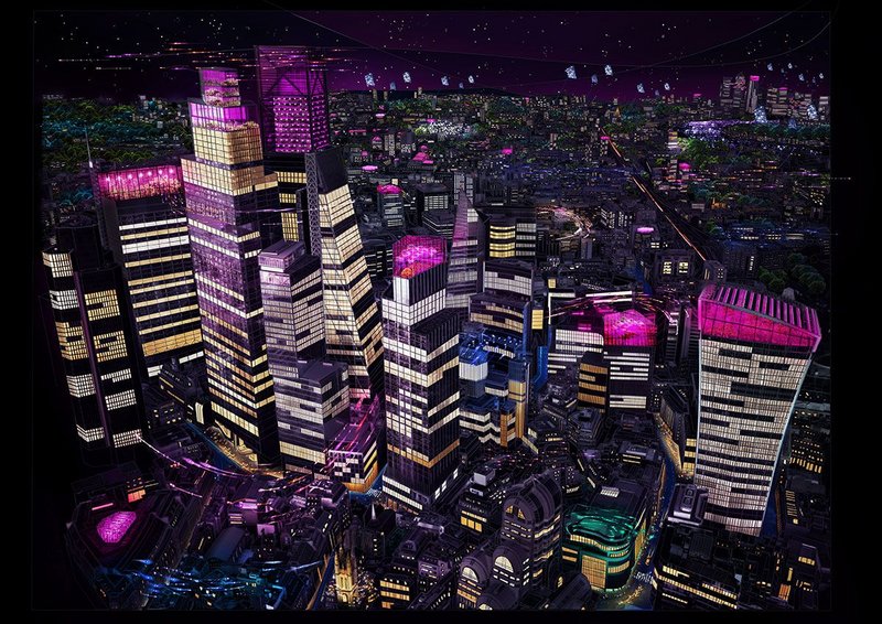 The virtual reality experience imagines a near future nightscape in three areas of London.