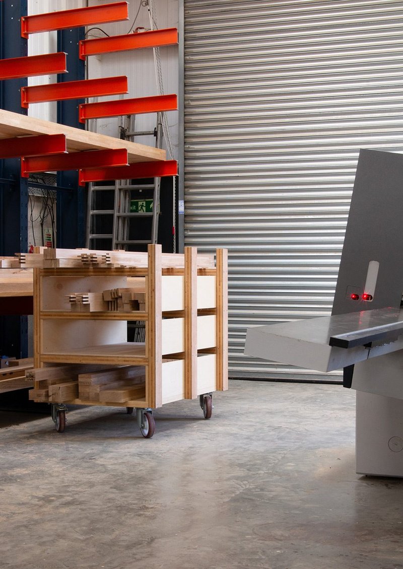 The Lewes workshop of architectural joinery company CAB Workshop. The company is making all the joinery for Sanchez Benton’s extension to a house in the Surrey Hills.