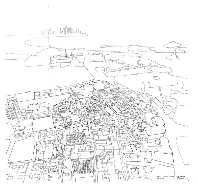 Tim Makower’s sketch of Old Doha.