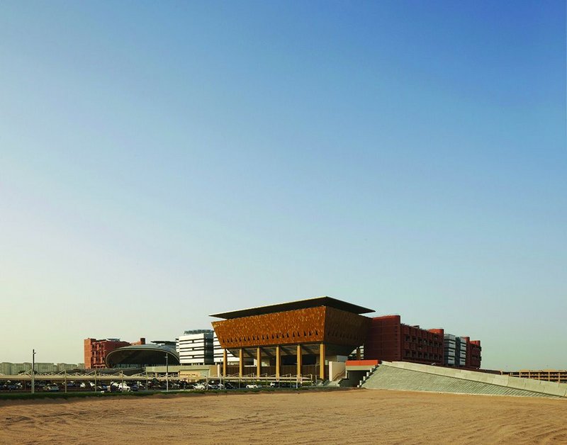 Masdar looking from the south-west – a citadel that wants to be a city. Siemens sits on the opposite corner.