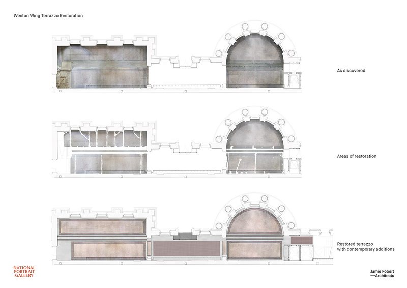 Terrazzo restoration in the Weston Wing. Credit: Jamie Fobert Architects
